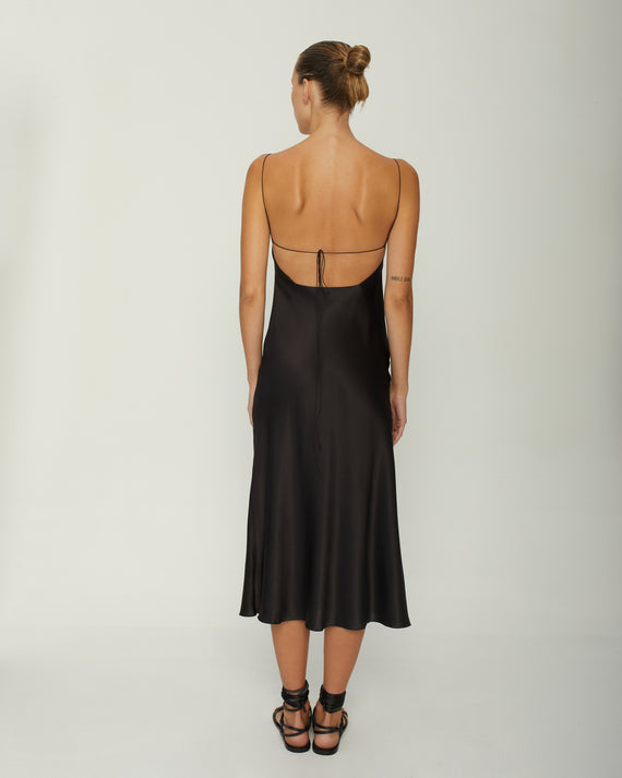 NAOMI SILK-SATIN MIDI DRESS